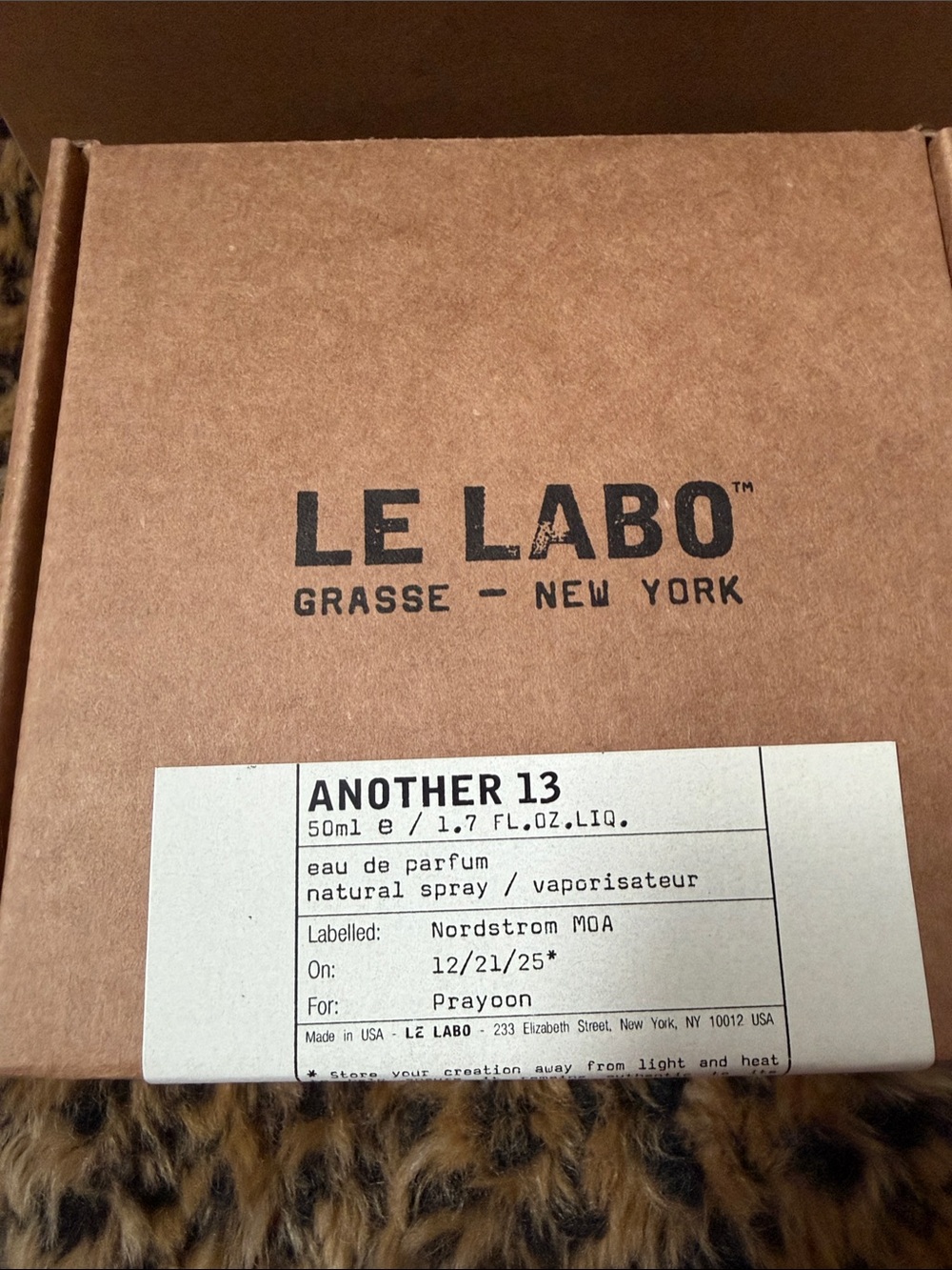 Le Labo brown box with white label
